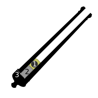 Essential parts of a cannon: 1. the projectile or cannonball (shot) 2. gunpowder 3. touch hole (or vent) in which the fuse or other ignition device is inserted Cannon diagram.svg