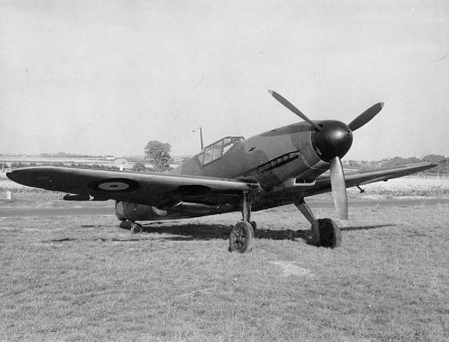 The captured Bf 109 F-2 piloted by Rolf Pingel, commanding II. Gruppe. He force-landed in England and was captured.