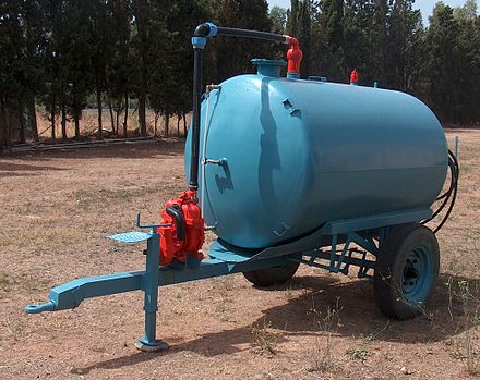 A liquid manure spreader is used to increase agricultural productivity.