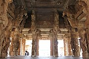 An open mantapa with yali columns at the Vittala temple in Hampi