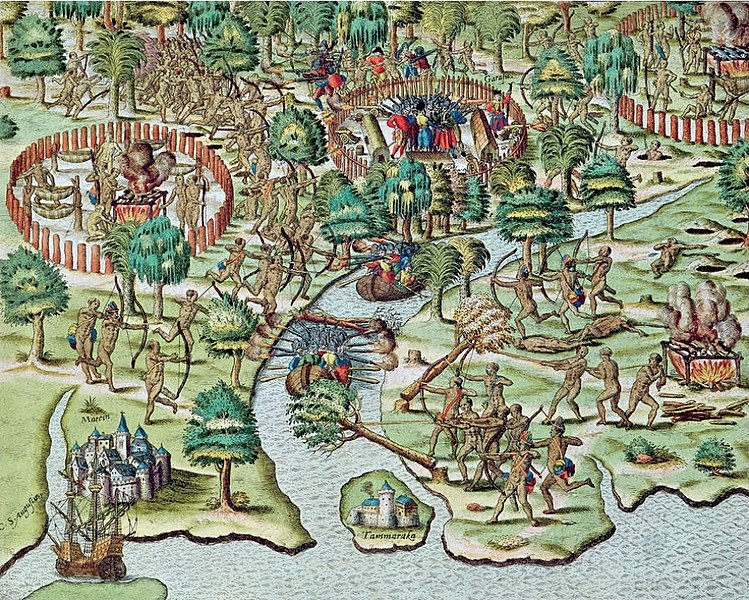 File:Cerco a Igarassu, gravura de Theodor de Bry - Staden, Duas Viagens ao Brasil, 1557.jpg