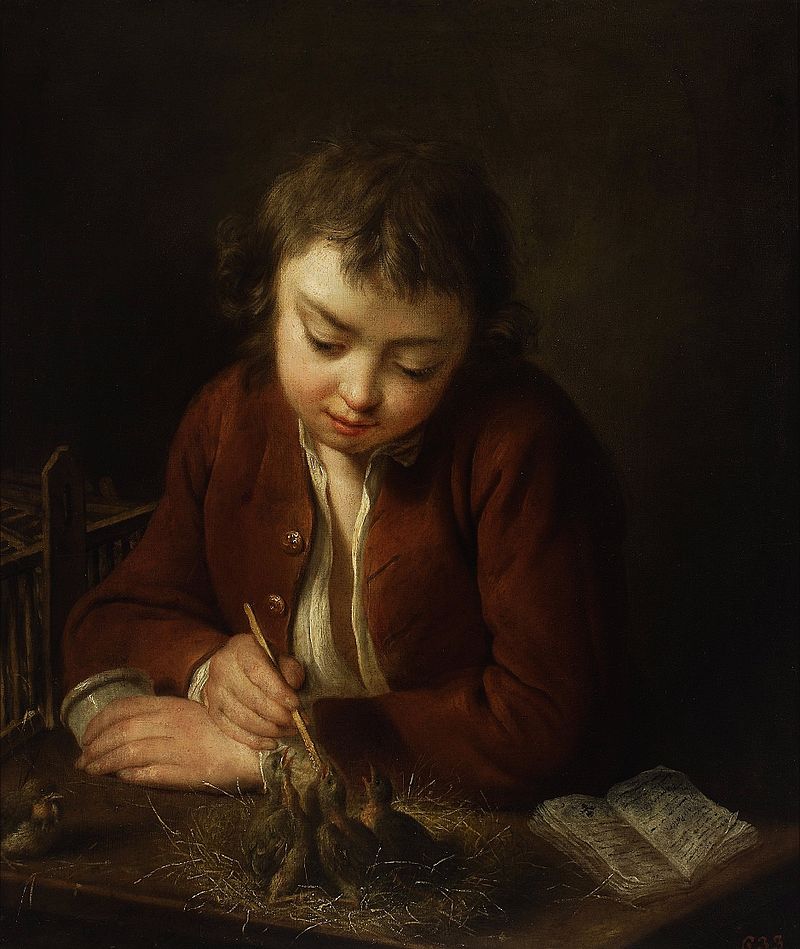 Charpentier Boy feeding chicks.jpg