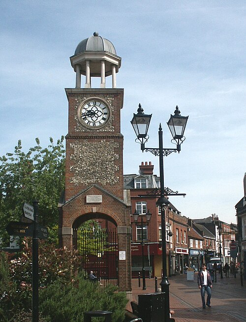 The Chesham clock tower, located in the Market Square