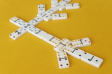 A game of Chicken Foot in progress Chicken Foot domino game 2.jpg