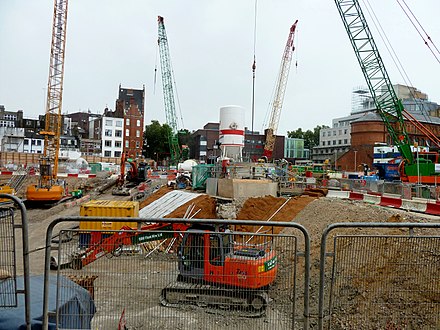 Construction of Crossrail at Tottenham Court Road in September 2011