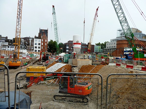 Construction of Crossrail at Tottenham Court Road in September 2011