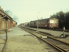 DSB train calling at Ulfborg station in 1981. DSB-Kleinstadtbahnhofe Bahnhof Ulfborg am 21 843350.jpg