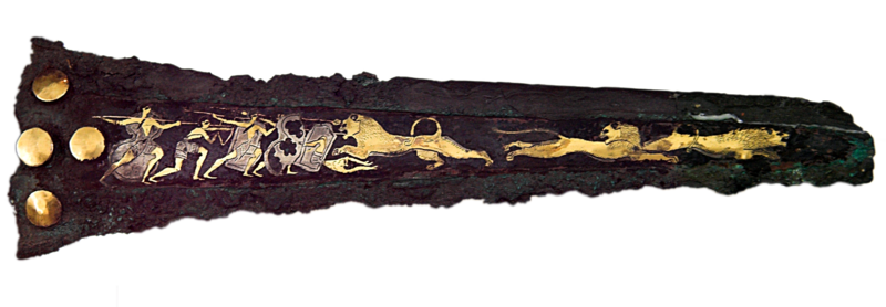 File:Dagger inlaid Mycenaean 16 c BC, NAMA 394 1080834 cropped white bg.png