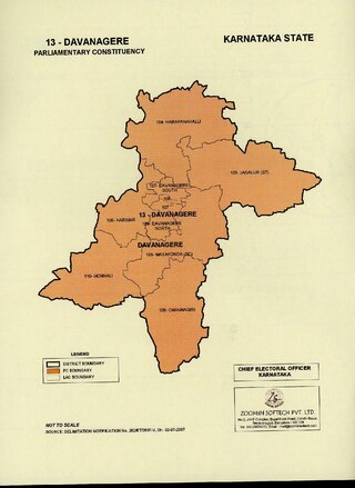 <span class="mw-page-title-main">Davanagere Lok Sabha constituency</span> Constituency of the Indian parliament in Karnataka