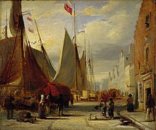 Leith is a port near Edinburgh where several new industries were sited in the 17th and 18th centuries. David Octavius Hill (1802-1870) - On the Quay at Leith - NG 210 - National Galleries of Scotland.jpg