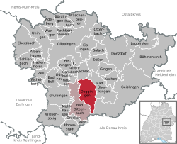 Elhelyezkedése Baden-Württemberg térképén