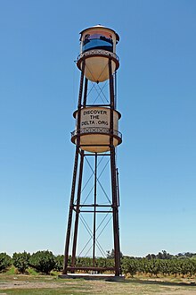 Water tower in Isleton Delta water tower in Isleton, California - Sarah Stierch.jpg