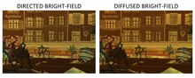 Figure 4. Images of the same dye-based film acquired in directed and diffused bright-field setups DiffVScond-color-eps-converted-to.pdf