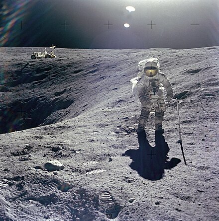 Duke on lunar EVA during Apollo 16, April 1972