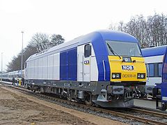 DE2000-01 van de Nord-Ostsee Bahn bij het onderhoutsbedrijf Husum (2005)