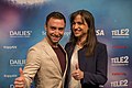 English: Måns Zelmerlöw & Petra Mede at a press conference during the Eurovision Song Contest 2016. (Help translate this text)