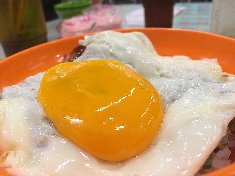File:Egg on BBQ pork rice.jpg
