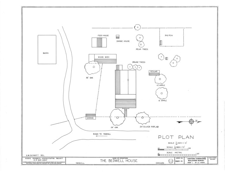 File:Elisha Bedwell House, Yamhill, Yamhill County, OR HABS ORE,36-YAMHI.V,2- (sheet 1 of 10).tif