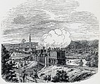 «Prøvetur paa Jernbanen til Lillestrøm, 4 Juli 1853» Illustrasjon fra: Yngvar Nielsen: En Christianiensers Erindringer fra 1850- og 60-Aarene