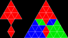 A rocket-like rep-tile created from a dodeciamond, or twelve equilateral triangles laid edge-to-edge (and corner-to-corner) Equilateral triangle rocket.gif