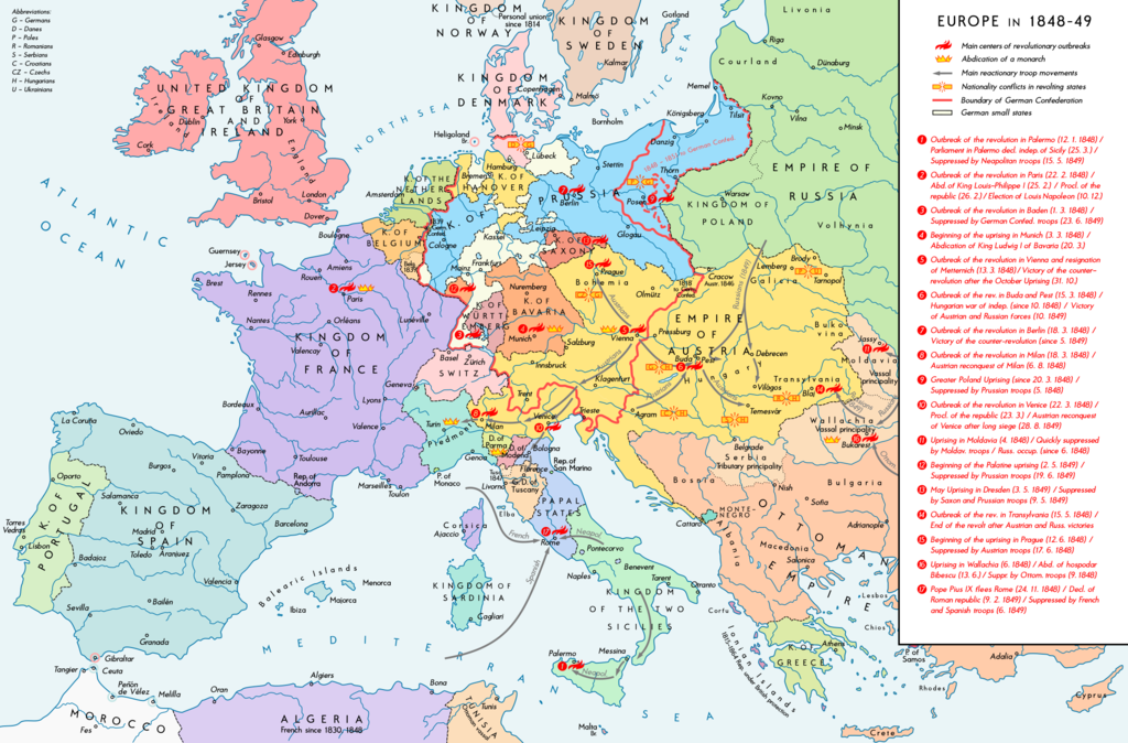 Europe 1848 map en