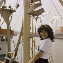 Foto Samira Bensaïd di perahu pada tahun 1980.