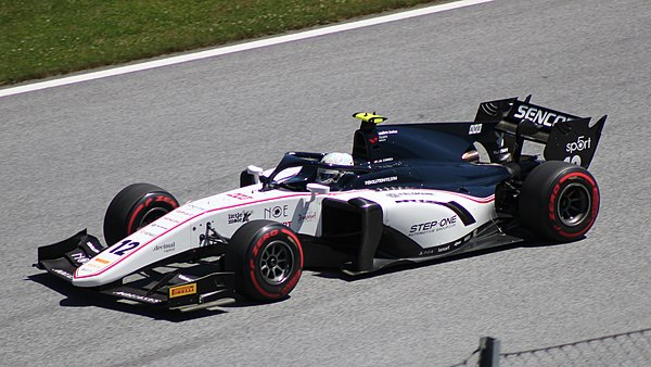 Correa driving the Dallara F2 2018 during the 2019 Spielberg Formula 2 round