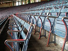The old wooden seats of Fenway's Grandstand section Fenway Grandstands.jpg