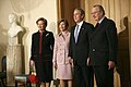 Královna Paola s George W. Bushem, Albertem II. a Laurou Bushovou