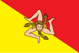 Le drapeau de la Sicile.