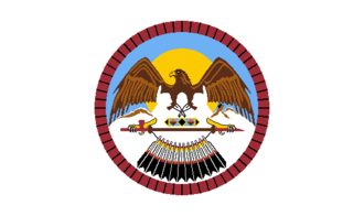Flag of the Ute tribe of the Uintah and Ouray Reservation, present home of the Seuvarits band of Utes. Flag of the Ute Indian Tribe of the Uintah & Ouray Reservation.png