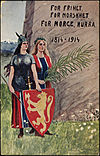 «For frihet, for norskhet, for Norge, hurra, 1814-1914», postkort til hundreårsjubileet for Grunnloven. Postkort: Nasjonalbiblioteket