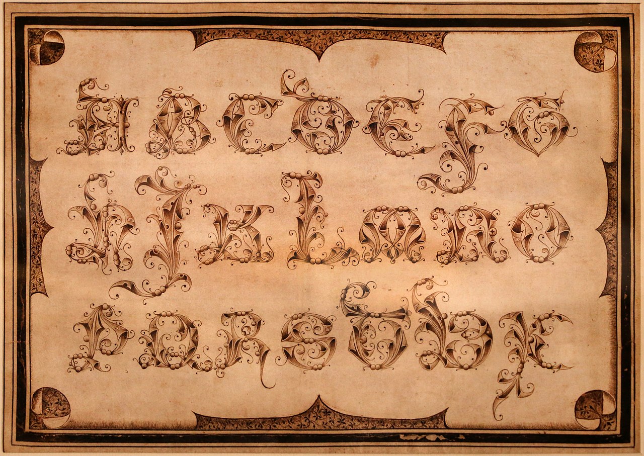 File:Francesco del bailo detto alunno, cartoni, 1525-50 ca. (genova, bibl.  universitaria) 02 alfabeto.jpg - Wikimedia Commons