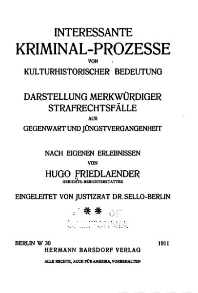 File:Friedlaender-Interessante Kriminal-Prozesse-Band 2 (1911).djvu