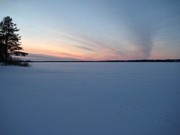 Solnedgång över Pudasjärvi i mars 2008