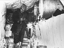 Interior of the fuel depot at Framheim Fuel depot at Framheim - Amundsen Expedition.jpg