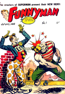 Funnyman #1 (Jan. 1948). Cover art by Joe Shuster. Funnyman001.png
