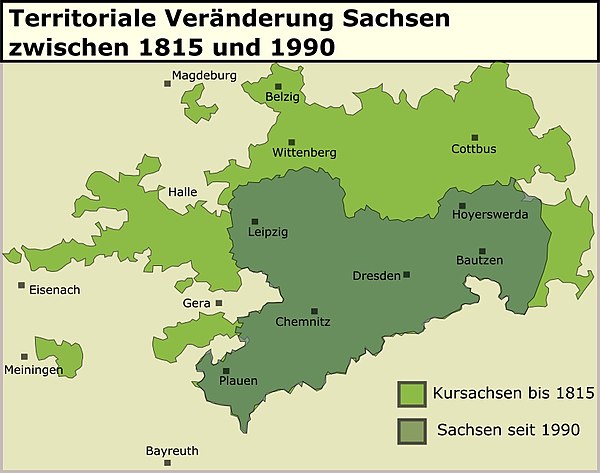 Saxony before the Congress of Vienna compared to present day Saxony