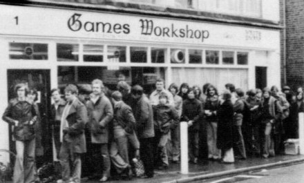 Games Workshop opening day at 1 Dalling Road, Hammersmith, London, in April 1978.[2][3][4]