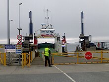 MV Geira berthed at Fetlar. Geira Ferry At Fetlar - geograph.org.uk - 3571061.jpg