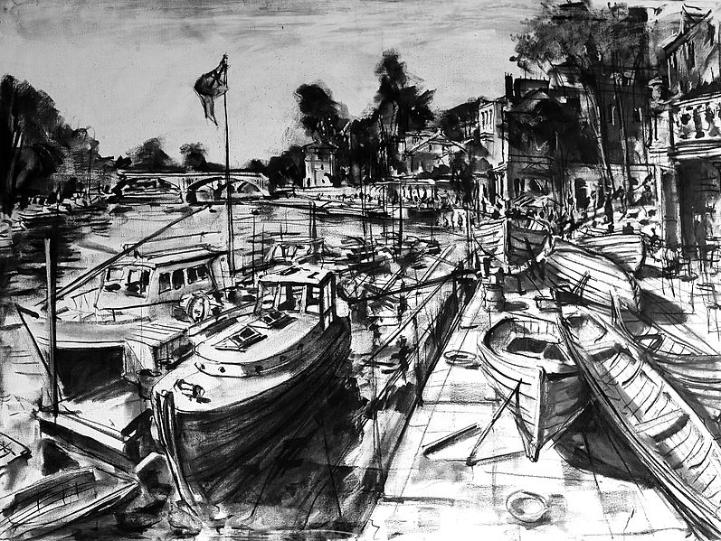 File:Gerard Byrne Summer Breeze Richmond London United Kingdom July 2015 charcoal on canvas.jpg