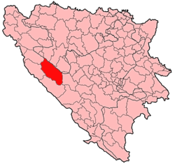 Položaj općine Glamoč u Bosni i Hercegovini