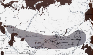 <span class="mw-page-title-main">First Turkic Khaganate</span> 552–603 khaganate founded by the Göktürks