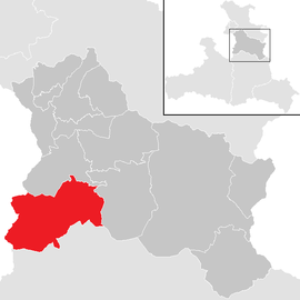 Poloha obce Golling an der Salzach v okrese Hallein (klikacia mapa)