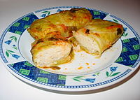 Golubtsi stuffed with rice and meat mixture