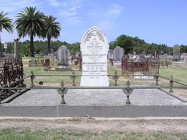 Alfred William Howitts grave site at the Bairnsdale Cemetery