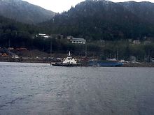 One of the two ferries loading passengers in Ketchikan