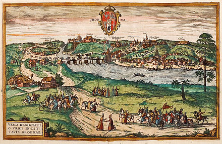 Vue de Grodno en Lituanie en 1575.