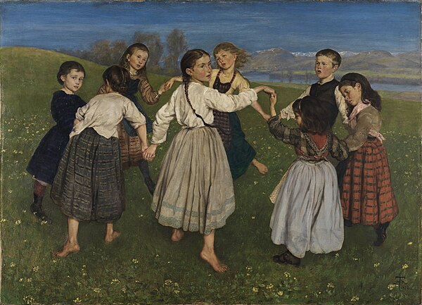 Der Kinderreigen (1872) by Hans Thoma shows children engaged in a circle dance