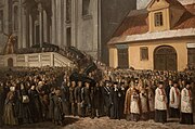 Похороны жертв манифестаций в Варшаве, 1865 г.
